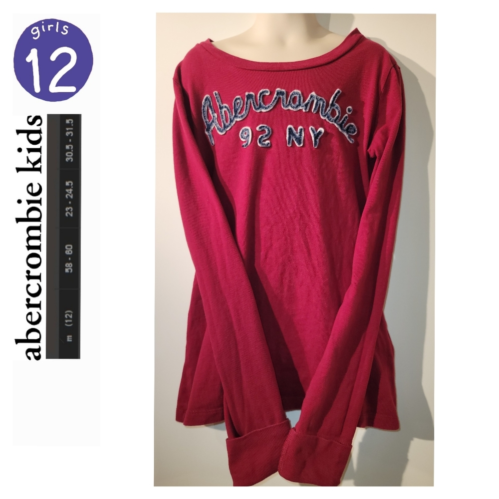 🎯 LAST CHANCE $5 FIRM Abercrombie Girls M (12) L/S top w/collegiate lettering - Picture 1 of 5
